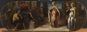 Esther und Ahasverus oder Salomo und die Königin von Saba, 1545 von Jacopo Robusti Tintoretto