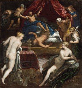 Herkules vertreibt den Faun aus Omphales Bett von Jacopo Robusti Tintoretto