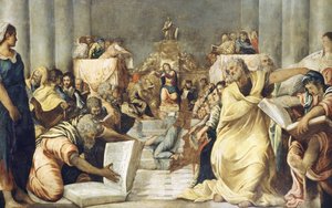 Jesus unter den Ärzten im Tempel von Jerusalem von Jacopo Robusti Tintoretto