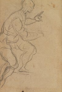 Sitzender Mann von unten gesehen (Schwarzkreide auf Papier) (verso) von Jacopo Robusti Tintoretto
