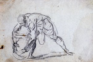 Studie für eine gebogene männliche Figur von Jacopo Robusti Tintoretto