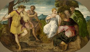 Der musikalische Wettstreit zwischen Apollo und Marsyas, um 1545 von Jacopo Robusti Tintoretto