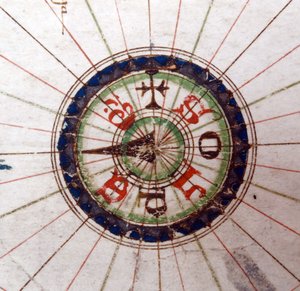Kompasspunkt, Renaissance-Karte von Europa, nach Jacopo Russo, 1528