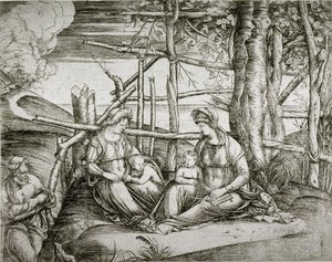 Die Heilige Familie mit der Heiligen Elisabeth von Jacopo de