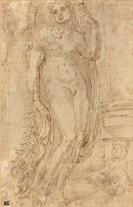 Allegorische Figur mit einer Katze und einem Schwein von Jacopo di Giovanni