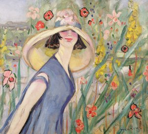 Frau mit rundem Hut von Jacqueline Marval