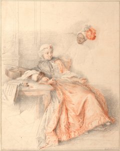 Junge Dame beim Lesen und ein Page von Jacques André Portail