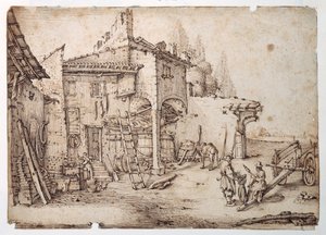 Ein italienischer Bauernhof von Jacques (after) Callot