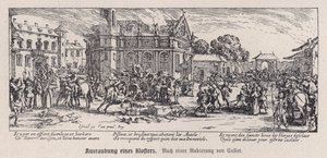Zerstörung eines Klosters während des Dreißigjährigen Krieges von Jacques (after) Callot