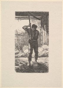 Mann beim Dreschen von Weizen, 1853 von Jacques Adrien Lavieille