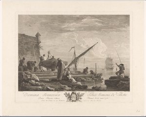 Figuren an einem Flussufer im Levant von Jacques Aliamet