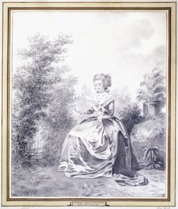Porträt von Elisabeth Louise Vigee-Lebrun, die im Garten einen Brief liest von Jacques Antoine Marie Lemoine