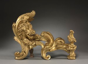 Paar Kaminböcke Chenets, 1752 von Jacques Caffieri