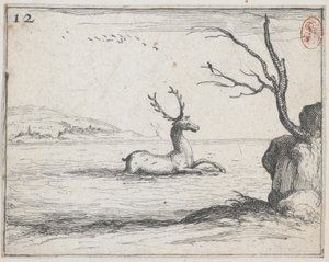Ein Hirsch im Wasser - Nr. 12 aus der Serie von Jacques Callot