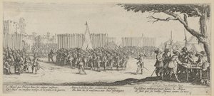Anheuerung der Truppen, Blatt 2 der Folge „Grauen des Krieges“ von Jacques Callot
