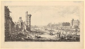 Ansicht des Louvres, Blatt 1 der Folge "Die zwei großen Paris-Ansichten" von Jacques Callot