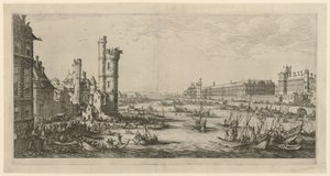 Ansicht des Louvres, Blatt der Folge "Zwei große Ansichten von Paris" von Jacques Callot