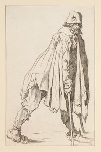 Bettler mit Mütze und Krücken, aus Die Bettler von Jacques Callot