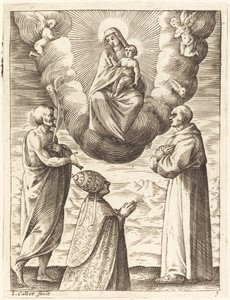 Bonifatius VIII. mit den Heiligen Franziskus und Crispin, die die Jungfrau und das Kind anbeten