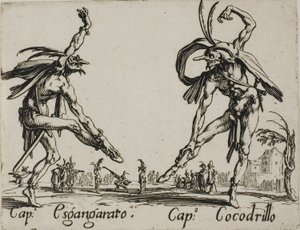 Capitano Esgangarato - Capitano Cocodrillo, Platte 14 aus Balli di Sfessania von Jacques Callot
