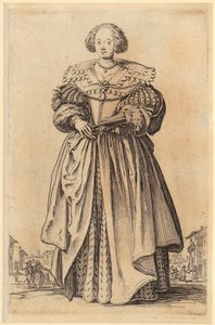 Dame mit Fächer, Blatt 9 der Folge „Die Noblesse“ von Jacques Callot