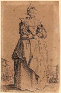 Dame mit dem Kopfschmuck, Blatt 1 der Folge „Die Noblesse“ von Jacques Callot