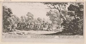 Entdeckung der Übeltäter, Illustration aus Les Grandes misères de la guerre von Jacques Callot