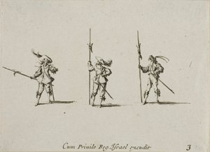 Übung mit Hellebarden, Platte drei aus Die militärischen Übungen von Jacques Callot