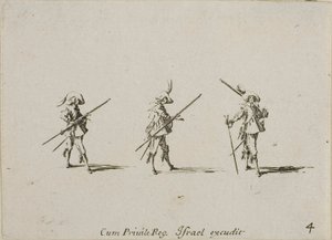 Übung mit dem Musket, Tafel vier aus Die Militärübungen von Jacques Callot
