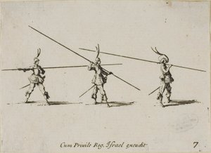 Übung mit dem Musket, Tafel sieben aus Die Militärübungen von Jacques Callot