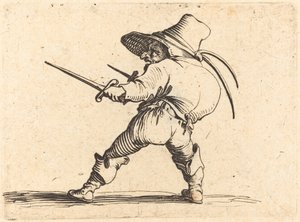 Duellant mit Schwert und Dolch von Jacques Callot