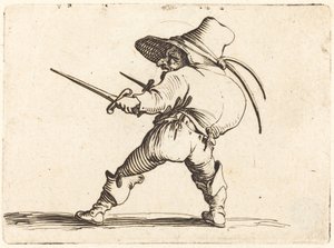 Duellant mit Schwert und Dolch von Jacques Callot