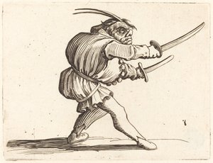 Duellant mit zwei Säbeln von Jacques Callot