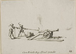 Kanonenfeuer, Platte zwölf aus Die militärischen Übungen von Jacques Callot