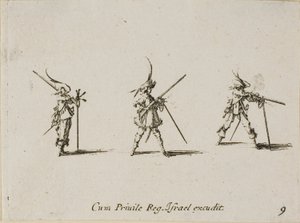 Musketenschießen, Platte neun aus Die militärischen Übungen von Jacques Callot