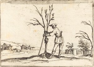 Gärtner beim Baumschnitt von Jacques Callot