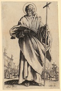 Heiliger Jacobus der Ältere, Blatt 7 der Folge "Jesus, die zwölf Apostel und Maria" von Jacques Callot