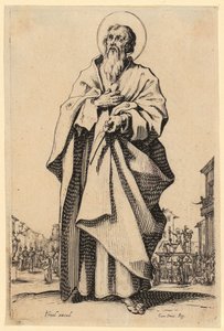 Heiliger Thomas, Blatt 10 der Folge „Jesus, die zwölf Apostel und Maria“ von Jacques Callot