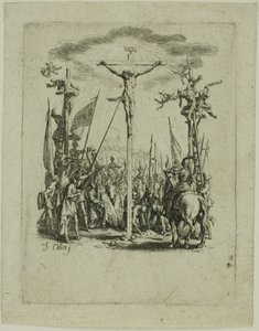 Jesus wird mit einer Lanze durchbohrt, aus Die Kleine Passion von Jacques Callot