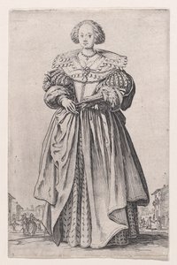 Die Dame mit dem Fächer, aus „Der Adel“ von Jacques Callot