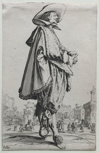 La Noblesse: Gentleman im Profil mit gefalteten Händen von Jacques Callot