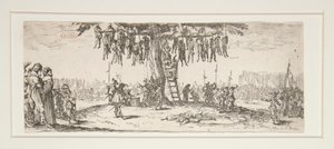 La pendaison aus Les grandes misères de la guerre von Jacques Callot