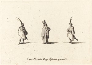 Dame im langen Mantel und zwei Herren von Jacques Callot