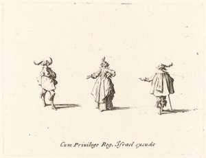 Dame mit ausgestrecktem Arm und zwei Herren, wahrscheinlich 1634