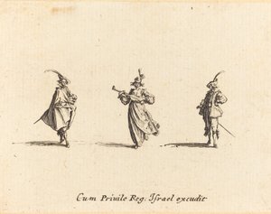 Dame mit Saiteninstrument und zwei Herren von Jacques Callot