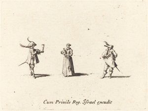 Dame mit Weinflasche und zwei Herren, wahrscheinlich 1634