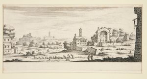 Landschaft mit großen Gebäuden von Jacques Callot