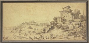 Landschaft mit Hirschjagd von Jacques Callot