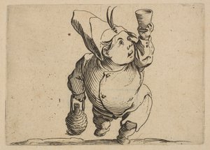 Der Trinker von vorne gesehen, aus Varie Figure Gobbi, Serie..., 1616-22 von Jacques Callot