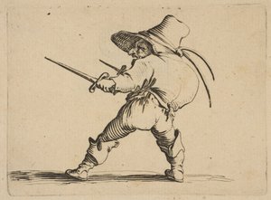 Der Duellant mit Schwert und Dolch, aus Varie, 1616-22 von Jacques Callot